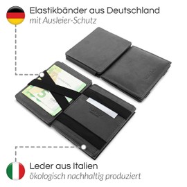 Jaimie Jacobs Flap Boy XL Magic Wallet with Coin Compartment RFID Protection Wallet with Space for 13 Cards, Buffalo Leather Black, Modern