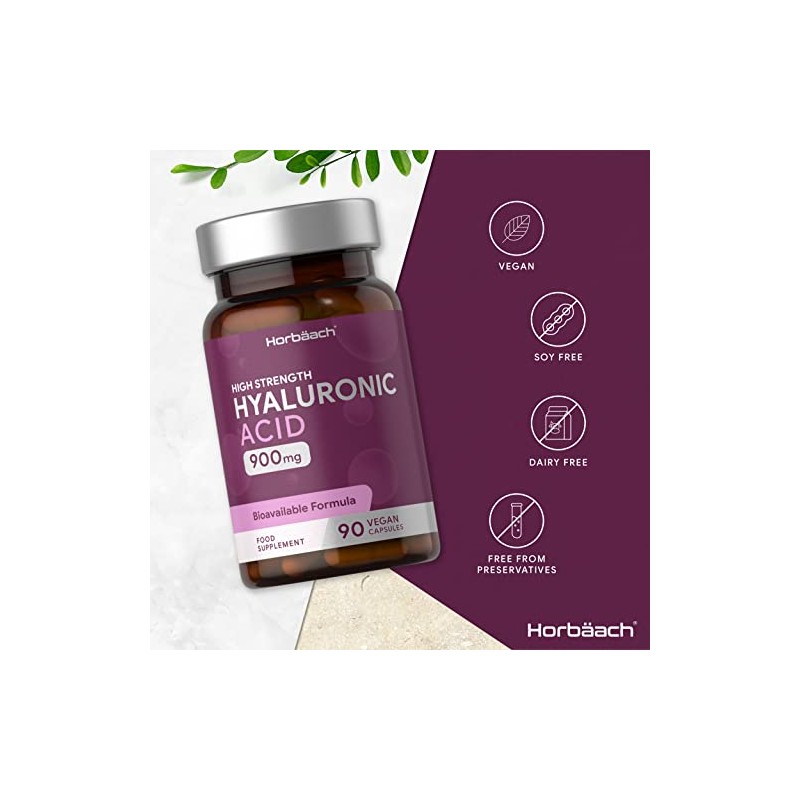 Hyaluronic Acid Supplement 900mg | 90 Vegan Capsules | High
