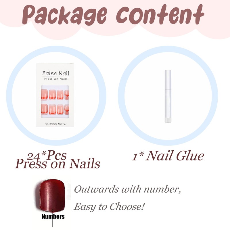 BABALAL Toe Nails Press on Orange French Tip Fake Toenails