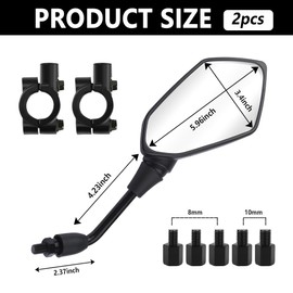 Motorcycle Mirrors with 8mm & 10mm Bolt,HD+360° Adjustable Motorcycle Mirrors for Handlebars,Motorcycle Accessories Wide Angle Rear View Mirror for Scooter,ATV,Dirt Bike (Carbon Fibre)