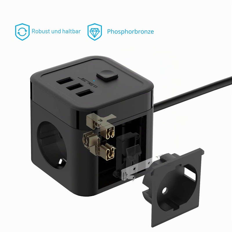 JSVER Power Strip Cube, black