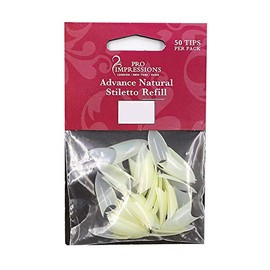 Pro Impressions Advance Natural Stiletto 50 Nail Tips, Size 6