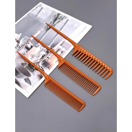 Professional Hair Styling Combs Set, 3-Piece Rat Tail Combs, Orange
