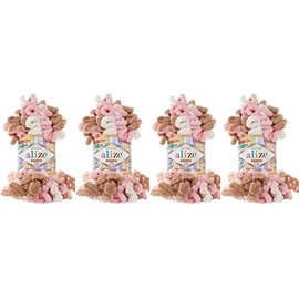Alize Puffy Color Baby Blanket Yarn Lot of 4skn 400gr 39.3 yds 100% Micropolyester Soft Yarn Hand Knitting Yarn (6046)