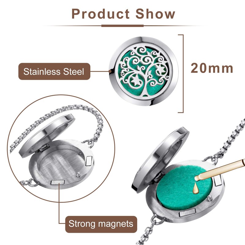 ttstar Essential Oil Diffuser Bracelet Stainless Steel Aromatherapy Locket Adjustable
