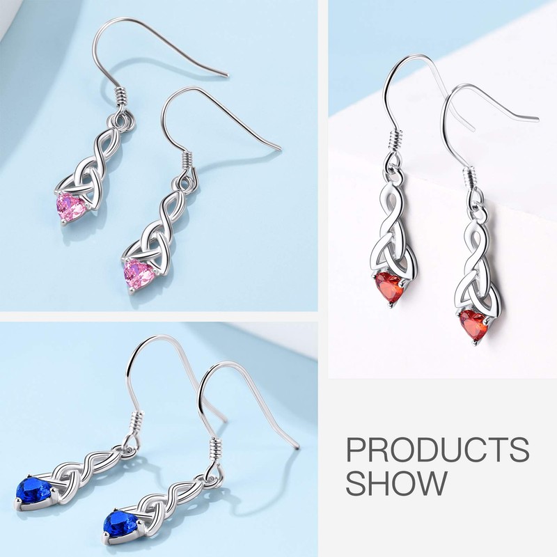 Hypoallergenic Earrings Celtic Knot, Amethyst Dangling Earrings, February Birthstone Earrings,