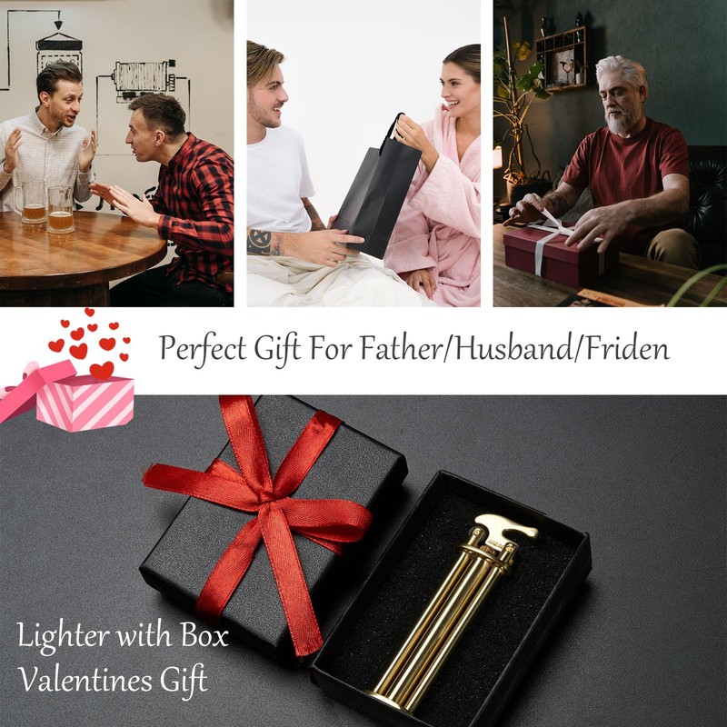 Vintage Antique Lighter,Cool Lighters, Unique Birthday Gifts for Men (Gold)