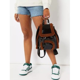 Skinnydip London Women's Scarlett Small Fluff Trim Backpack Black Brown 220024