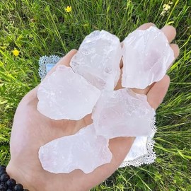 QINJIEJIE QINJIEJIE 100% Gro?es Bergkristall Rohsteine Premium Wassersteine Kristalle Steine 4 Stck Natursteine Heilsteine set 4.5-5 cm