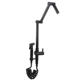 Kitchen Faucet with Sprayer, ​Single Cold Pot Filler Faucet with Swing Arm, Solid Brass Wall-Mount Retractable Kitchen Sink Faucet, Pull Out One Hole Bidet Faucet,Black(Black)