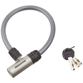 Bridgestone WL-AD3.B Allock Short Bicycle Key Wire Lock Silver Anti-Theft Security Diameter 4.7 x 13.8 inches (12 x 35 cm)