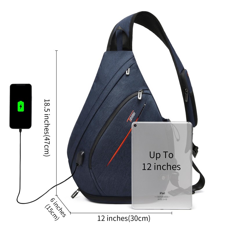 TUDEQU Sling Bag for Men,8 Pocket Sling Backpack Men,19L Sling