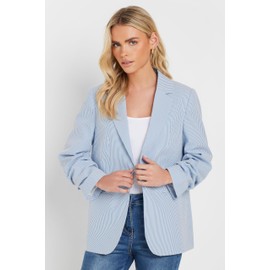 M&Co Petites Petite Stripe Seersucker Blazer - Women's Blue