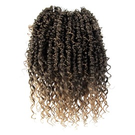 Boho Crochet Passion Twist Hair Pre looped, 10 Inch Goddess Passion Twist Crochet Hair with Curly Ends 8 Packs Ombre Honey Blonde Pre-twisted Bohemian Crochet Braids (8 PCS/88 STRANDS, T27)