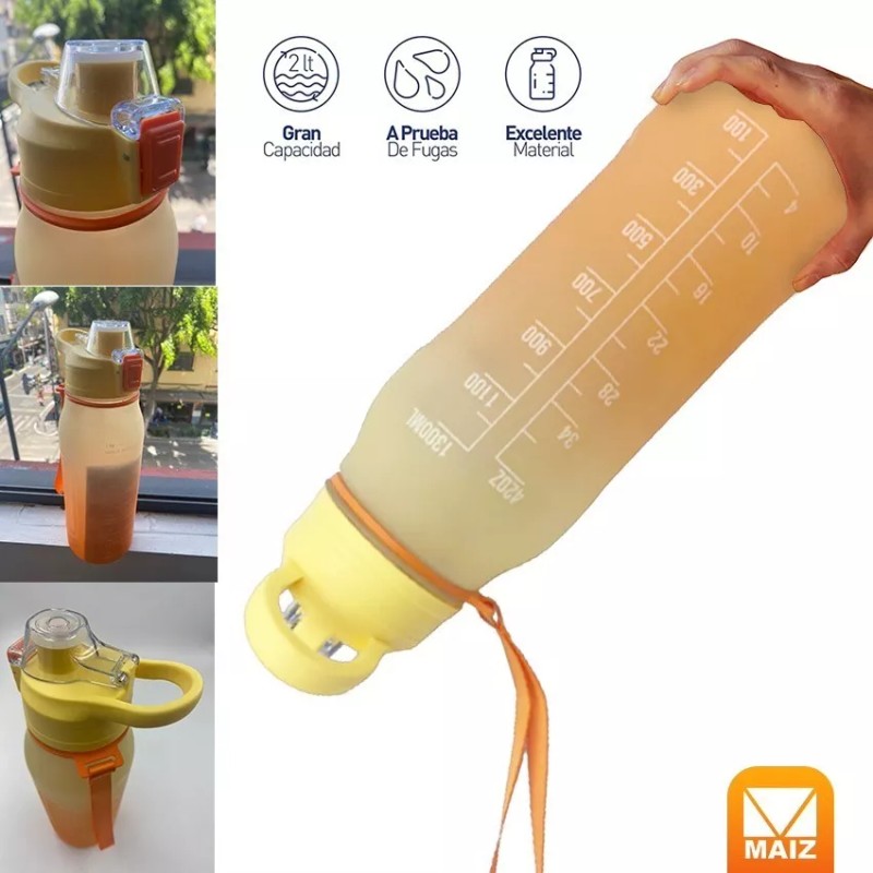 Maíz Botella Cilindro Agua Deportiva Motivacional Multicolor 1.3l