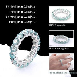 Helonley Moissanite Eternity Rings for Women - 925 Sterling Silver Moissanite Eternity Band Rings Jewelry Moissan Engagement Band Anniversary Birthday Valentine Gifts, 7, Sterling Silver, No Gemstone