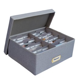 Sprsthai Linen Photo Storage Box – Holds 1700 Photos, 24 Adjustable Dividers & 72 Labels Multi-Use Organizer for Photos, Envelopes, Recipes Beige