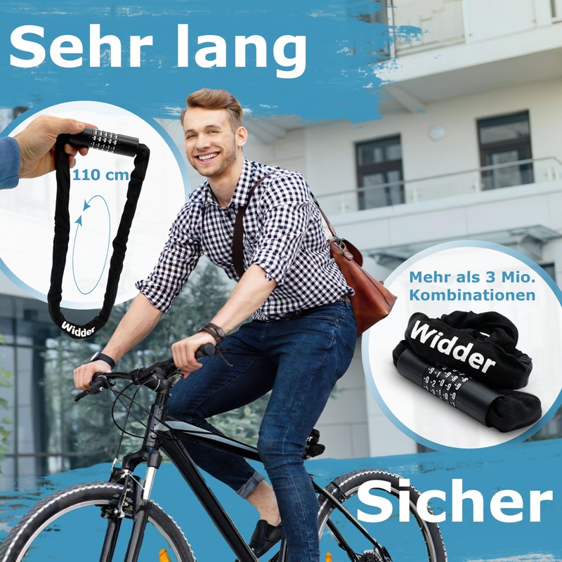 Widder Secure Chain Lock with Combination Code - 110 cm