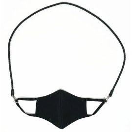 Doliphine Braided Leather Lanyard chain, mask holder Strap for Face Mask Made in U.S. - Black