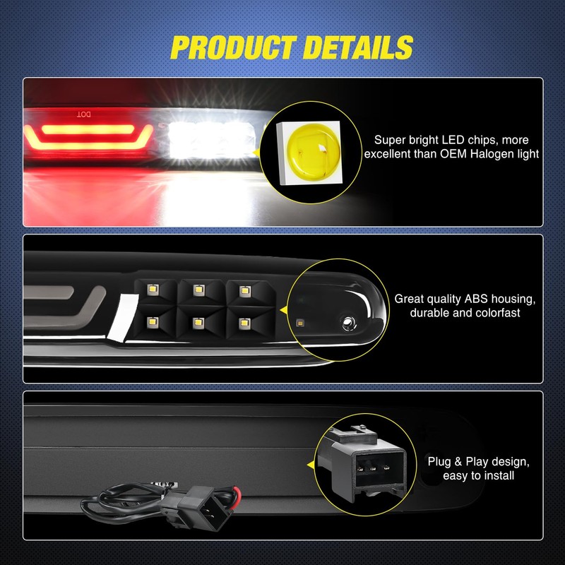 Nilight Third Brake Light High Mount 3rd Stop Reverse Cargo