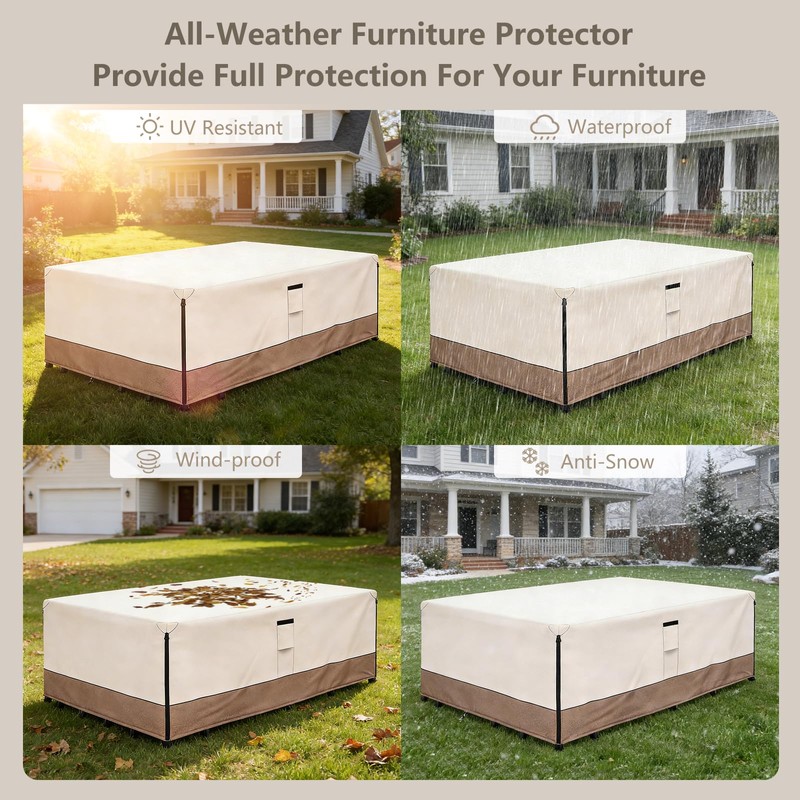 Rectangle Outdoor Table Cover Waterproof, 111" W x 74" D