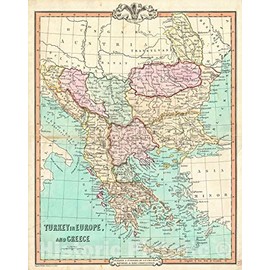 Historic Map - Cruchley Map of European Turkey and Greece, 1850 - Vintage Wall Art - 24in x 30in