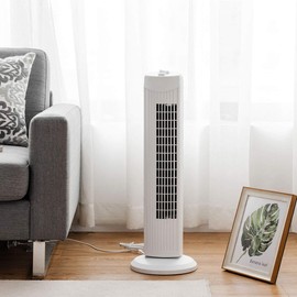 CHEFJOY Tower Fan, 28-Inch Oscillating Tower Fan with 3 Adjustable Speed & 3 Wind Mode, Bladeless Standing Floor Fan, Quiet Cooling Fan for Bedroom, Living Room (White)