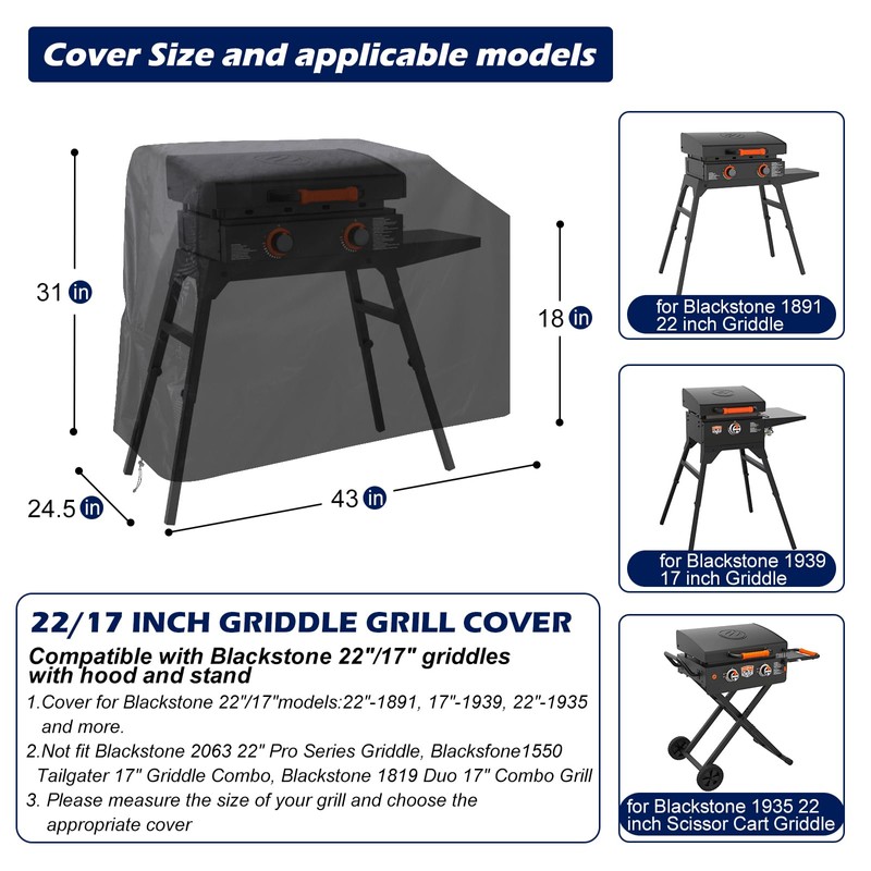 Griddle Grill Cover for Blackstone 22 inch and 17 inch