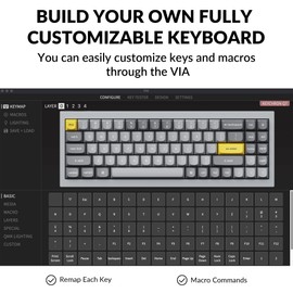 Keychron Q7 Wired Custom Mechanical Keyboard, 70% Layout QMK/VIA Programmable Macro with Hot-swappable Gateron G Pro Blue Switch Double Gasket Compatible with Mac Windows Linux (Grey)