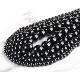 CMBYN Natural Stone Genuine Stones DIY Black Onyx Round Beads 8mm 100pcs Beading Loose Gemstone Hole Size 1mm Charm Smooth Beads for Bracelets Necklaces Earrings (Black Onyx 8mm)