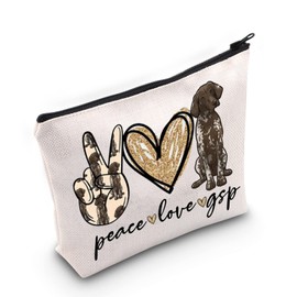 WZMPA German Shorthaired Pointer Cosmetic Makeup Bag GSP Dog Gifts Peace Love GSP Zipper Pouch Bag For Women Girls, Peace GSP, Fit