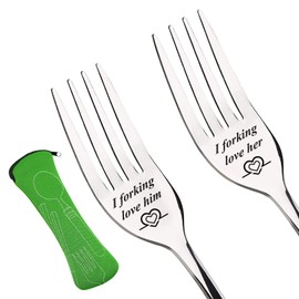 Anniversary Gifts for Him and Her, I Forks Love Him I Forks Love Your Carving Fork Romantic Stainless Steel Dinner Forks Gift for Couples Lovers for Christmas Birthday Valentine's Day