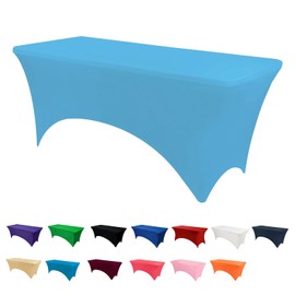 Newthinking 6ft Spandex Fitted Tablecover, Washable Rectangular Stretch Trestle Table Cloth for Banquet, Wedding Party Holiday Event