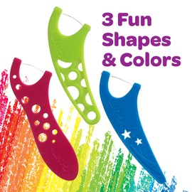 GUM Crayola Kids Flossers with Fluoride, Designed for Little Hands, Fun Grape Flavor, Easy-to-Use Dental Floss Picks for Children Ages 3+, 75 Count