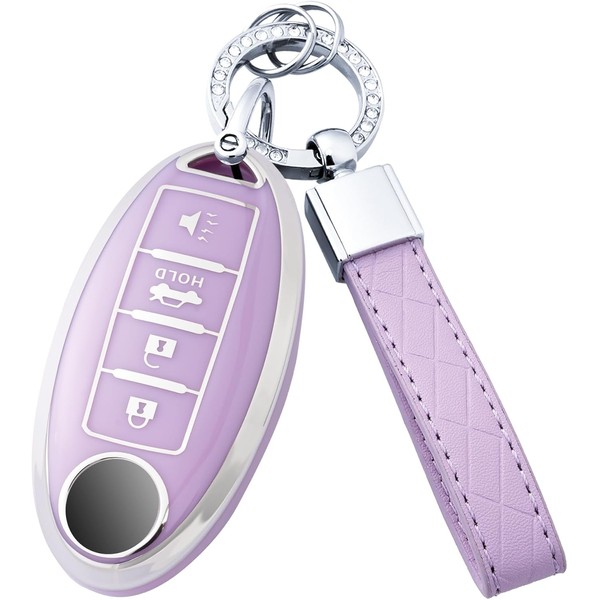 Flensent Key Fob Cover with Keychain for Nissan Altima Sentra