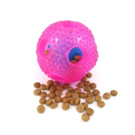 Dog Ball with Dental Care Nubs Dog Toy Made of Natural Rubber - Robust Ball Diameter 7.5 cm - Dog Ball for Large and Small Dogs - Natural Rubber Chew Toy for Treats (Pink)