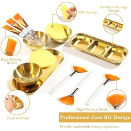 Gold Skincare - Kit de mezcla de 3 cuencos y 12 esponjas (oro rosa)