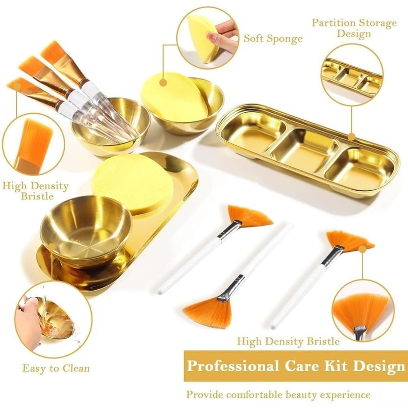 Gold Skincare - Kit de mezcla de 3 cuencos y