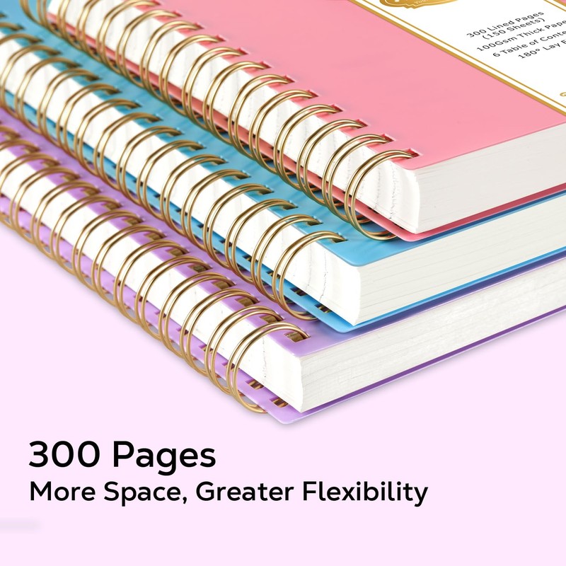 NIRMIRO Notebook B5, Notepad, 300 Pages/150 Sheets Wirebound Spiral Notebook