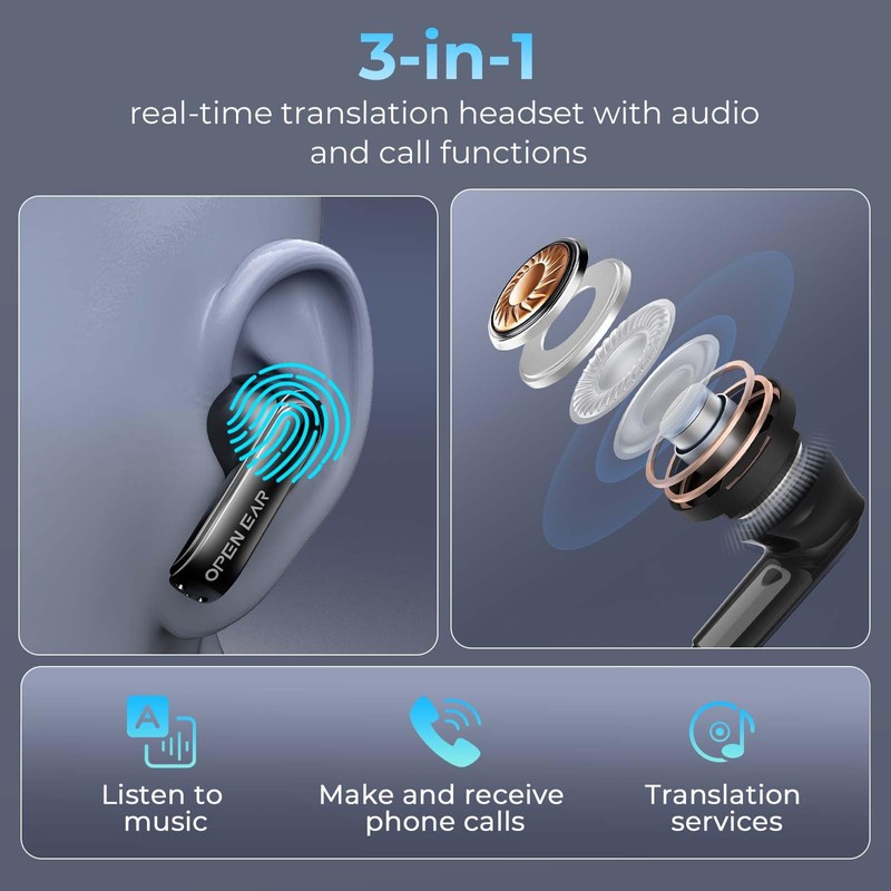 AI Translation Earbuds Real Time 3 in 1 Translator Earbuds