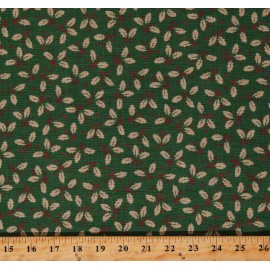 P&B Textiles Cotton Christmas Holly Berries Postcard Holiday Fabric Print by the Yard D508.69