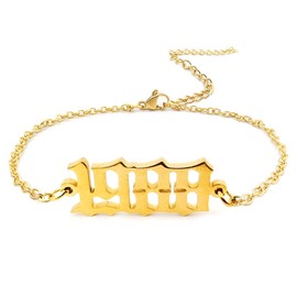 CSIYANJRY99 Birth Year Ankle Bracelets for Women,14K Gold Plated Birth Year Number Anklets Adjustable Chain Beach Foot Ankle Bracelets for Women Birthday Gifts (1988)