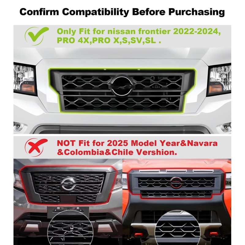 Luces de parrilla para Nissan Frontier 2022 2023 2024 luces