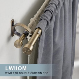 Lwiiom Double Blackout Curtain Rods 72 to 144 Inches (6-12 Feet),1-Inches Front and 5/8 Inches Back Adjustable End Cap Double Window Drapery Rod for Drapes and Curtains,Antique Bronze