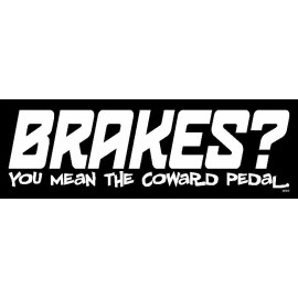 BRAKES? You Mean the Coward Pedal, Race - UV coated Vinyl Bumper Sticker, M088
