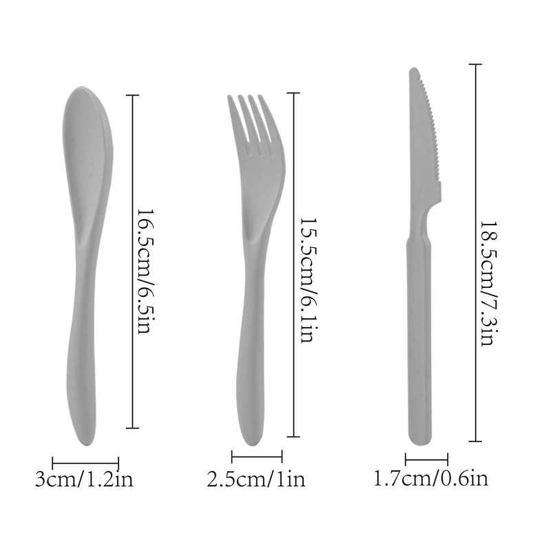8 Sets Knives Spoons and Forks, Thickened Design Wheat Straw