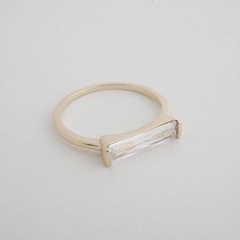 Honeycat Lorena Long Crystal Baguette Ring in Gold, Rose Gold, or Silver | Minimalist, Delicate Jewelry (Gold, 7)