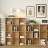 White Oak Wooden 12-Cube Storage Organizer with Closed Back Panel