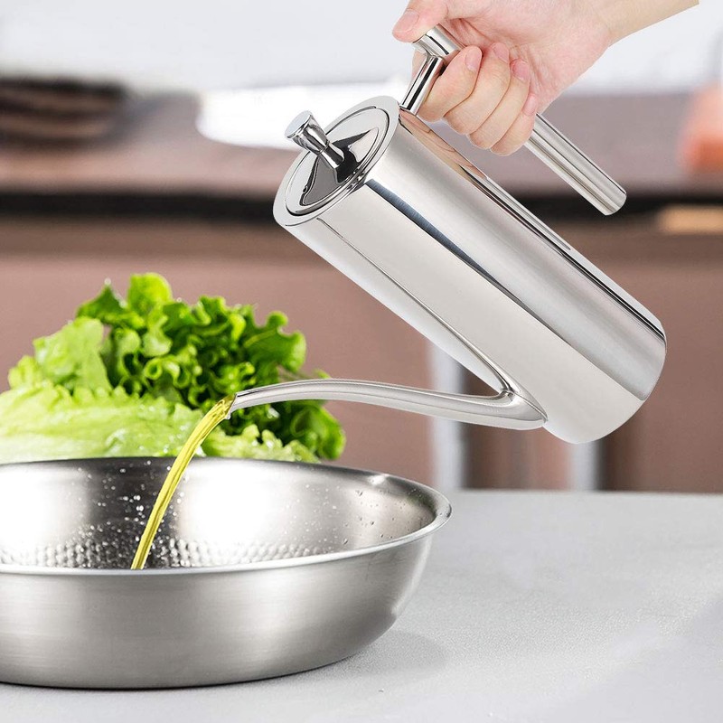 Natudeco Oil Pot Kitchen Oil Bottle Stainless Steel Dustproof Leak-proof
