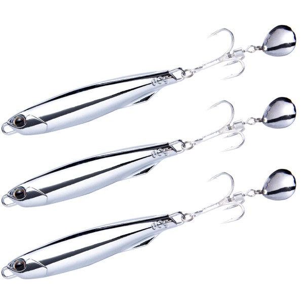Dr.Fish 3 Pack Jigging Spoons Metal Casting Jigs Bladed Treble
